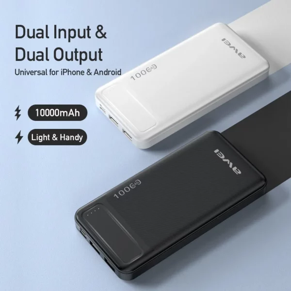 Awei P5K Power Bank 10000mAh Dual USB A and Type C Micro Dual Input Fast Charge - Image 5