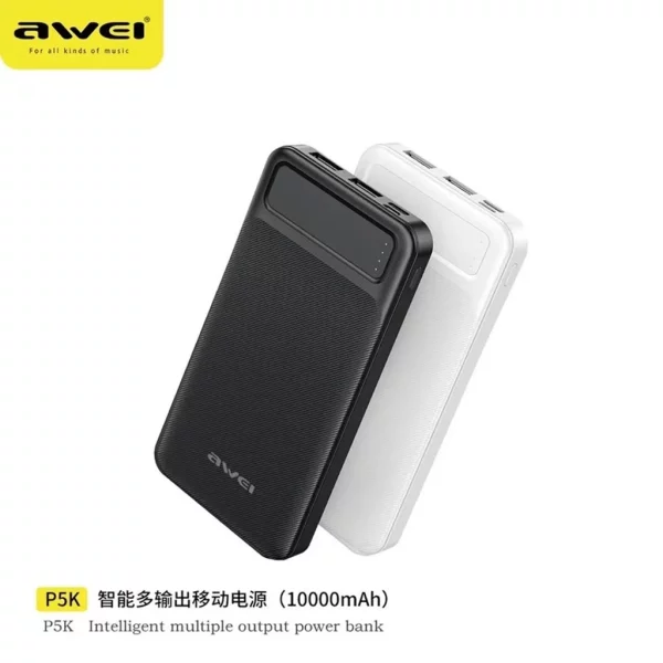 Awei P5K Power Bank 10000mAh Dual USB A and Type C Micro Dual Input Fast Charge