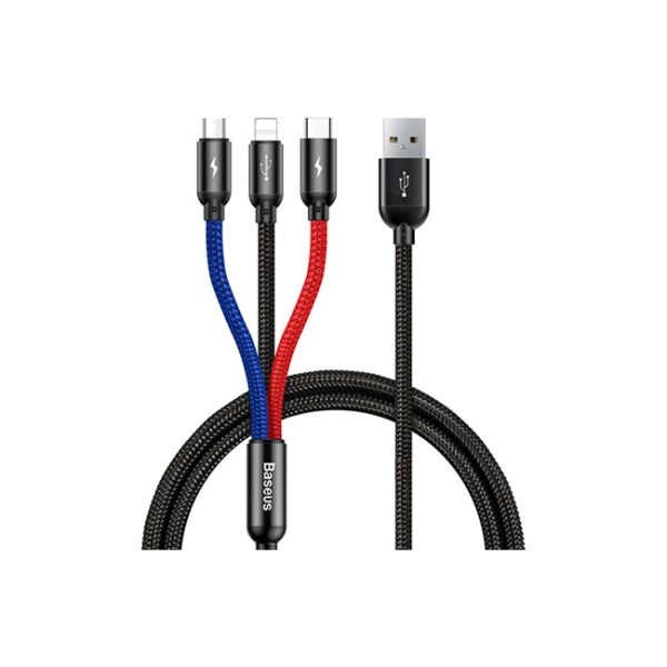 Baseus Rapid USB Cable 3in1 Type C, Lightning, micro USB 3A 1.2mt Rapid black CAMLT-BSY01 - Image 7