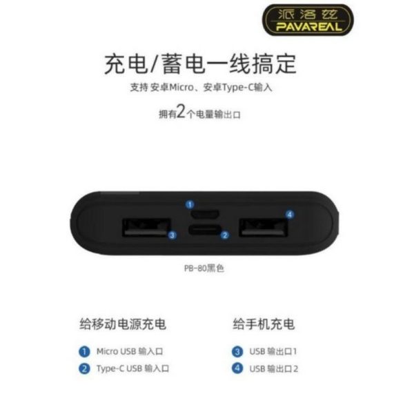 Pavareal PB-80 Dual USB Port PowerBank Fast Charging 10000mAh - Image 6