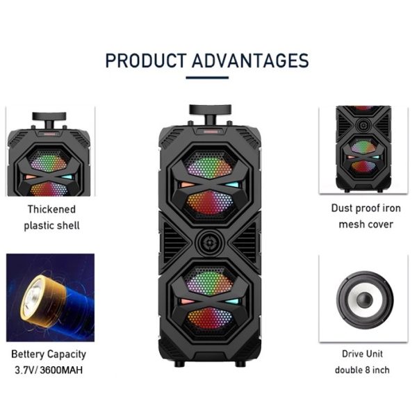 ZQS-8212 Bluetooth! FM! AUX! MicroSD! USB! Super bass Speaker - Image 6